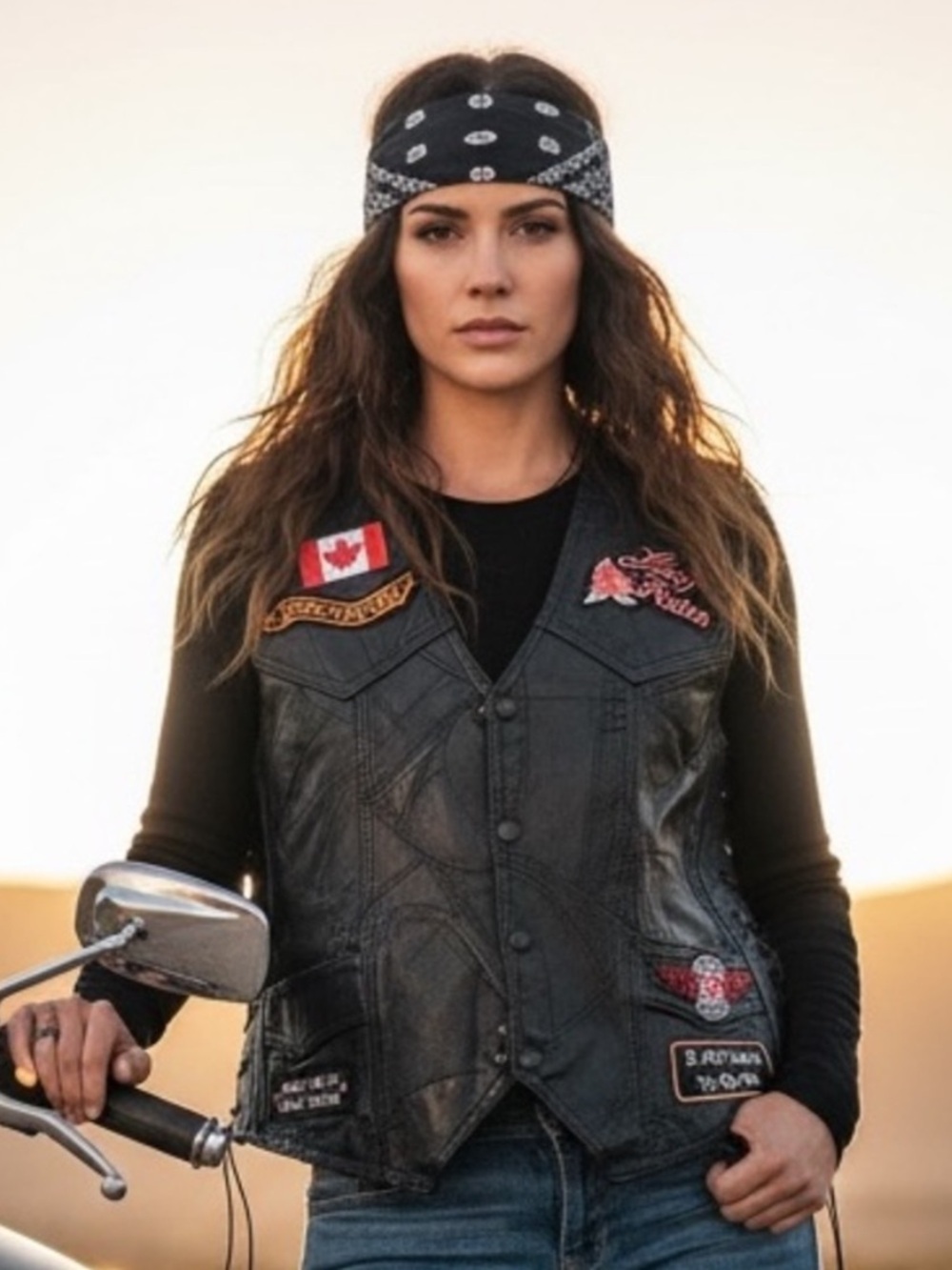 Diamond plate, genuine Leather Biker Vest with Embroidered Patches
Medium